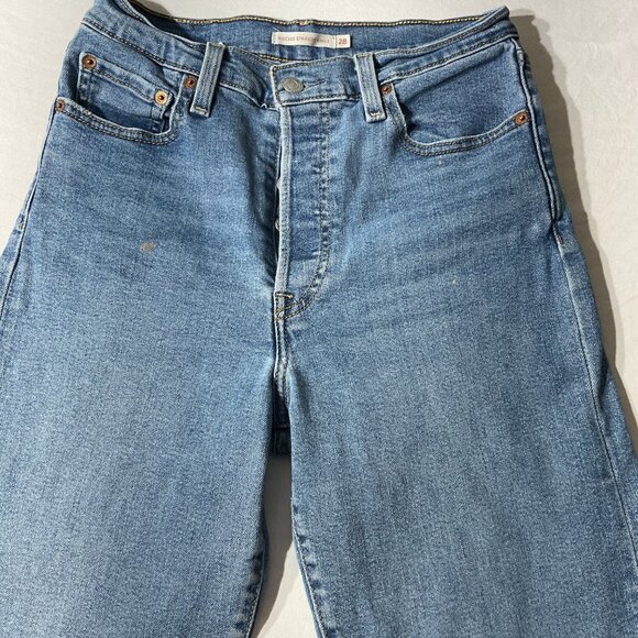 Levis 501 Original Fit Button-Fly Jeans Womens 28x30 Mid-Rise Straight Leg Light - Picture 3 of 14